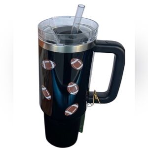 ADVENTURIDGE Football Themed Black Travel Mug